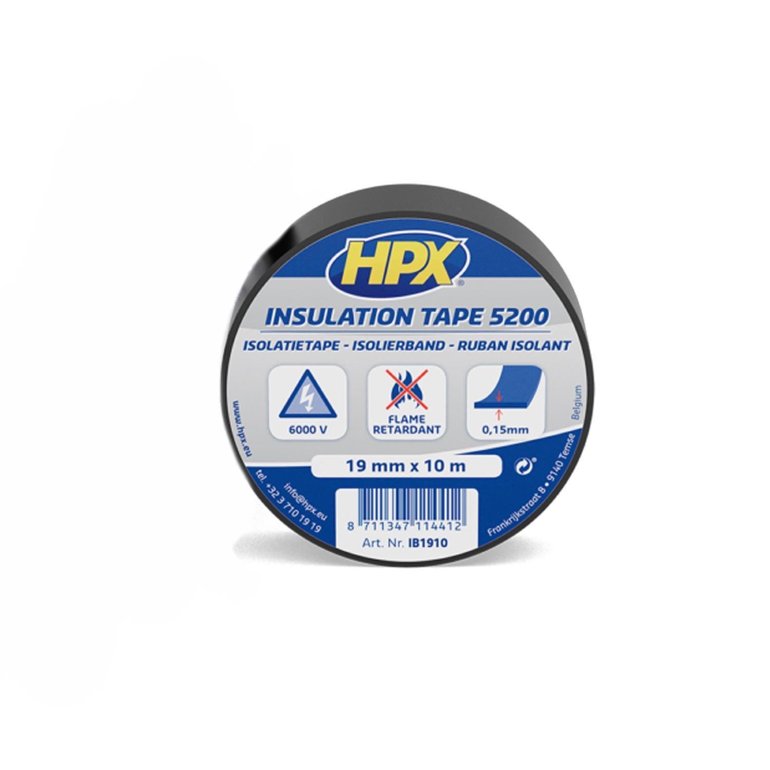 Стрічка ізоляційна HPX IB1910 19x0,2 мм 10 м ПВХ/гума 2 шт. Чорний (INRUC0080020191040)