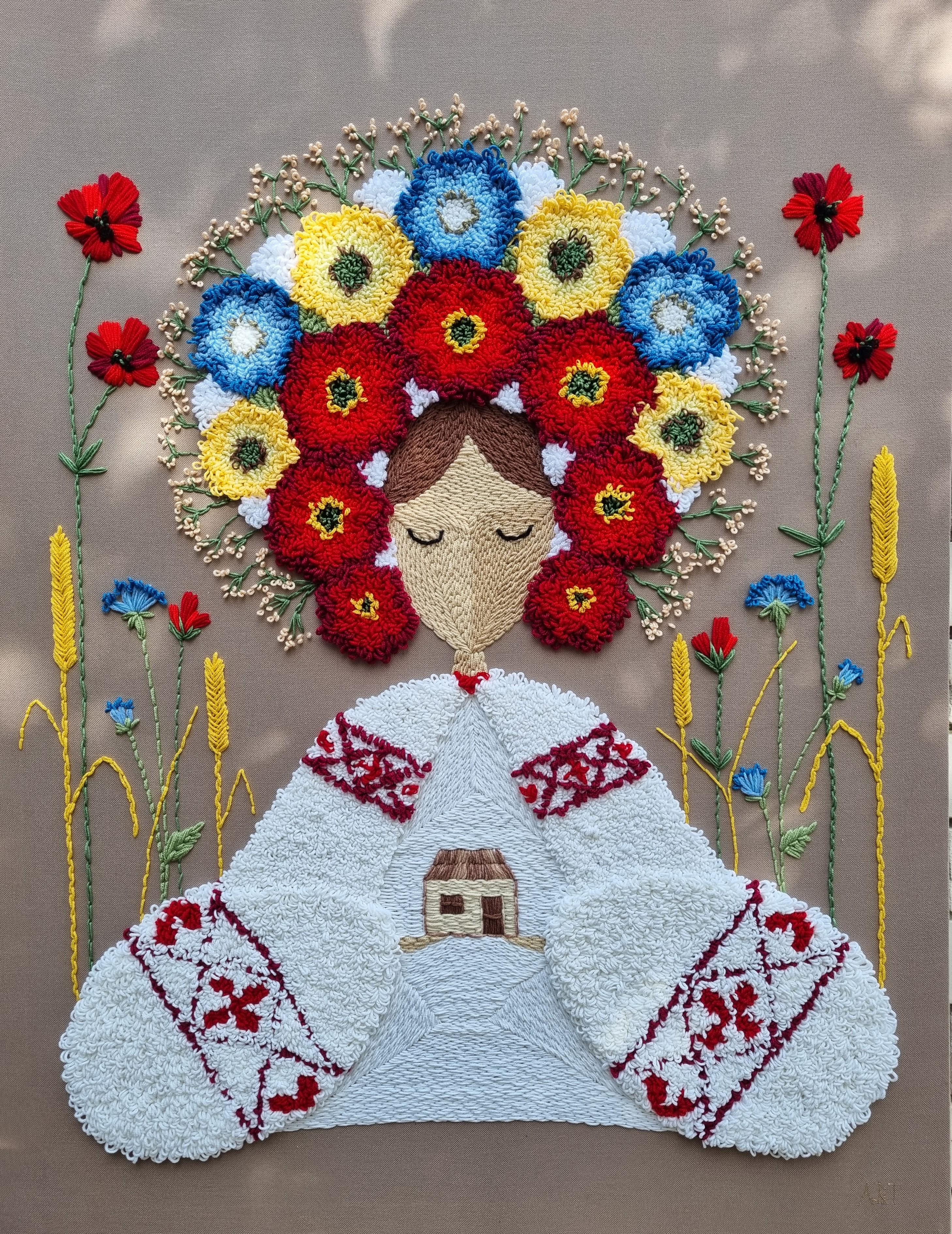 Картина ручной работы авторская Берегиня ковровая вышивка 90x70 см (29084477)