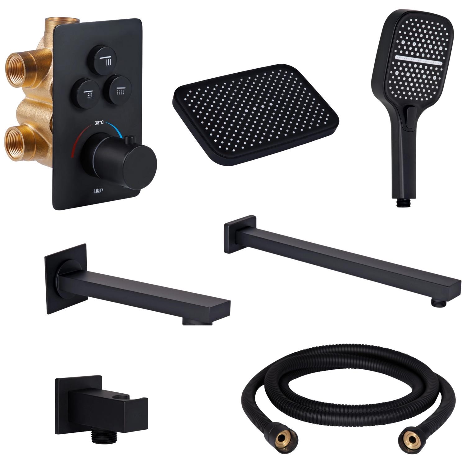 Душевая система скрытого типа Q-tap Votice QTVOT6443T105NKB47690 с верхним душем Черный (247782)