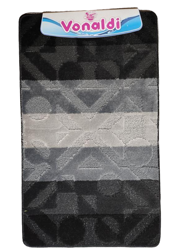 Ковры в ванную комнату Vonaldi резиновая основа 60x100 см Черный/Сирый (378 Xm)