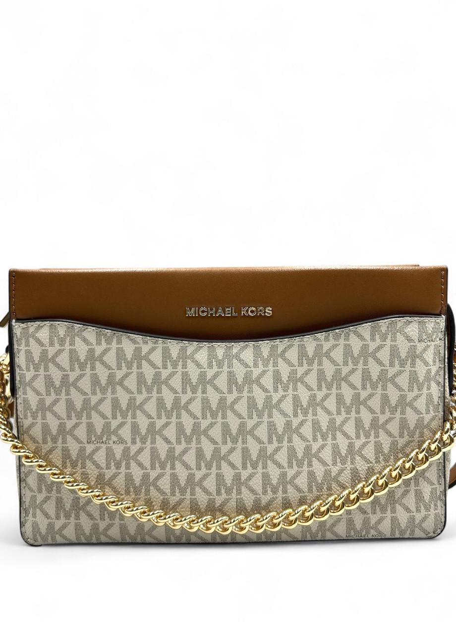 Женская сумка Michael Kors Jet Set 32F9GJ6C7B Написать отзыв Vanilla/Acrn LG Conv Chain XBody Бело-коричневый (2758635243)