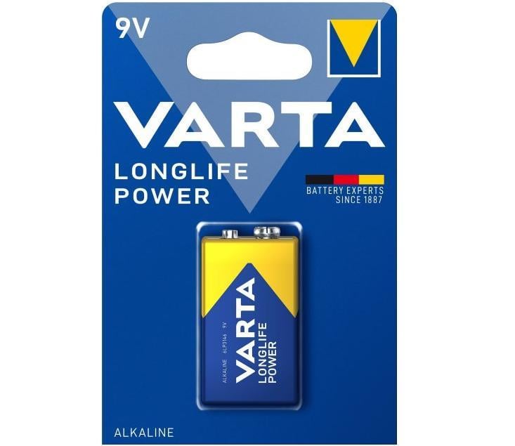 Батарейка алкалінова VARTA LONGLIFE POWER 6LR61/Крона на блістері 1 шт. Синій (3108574153)