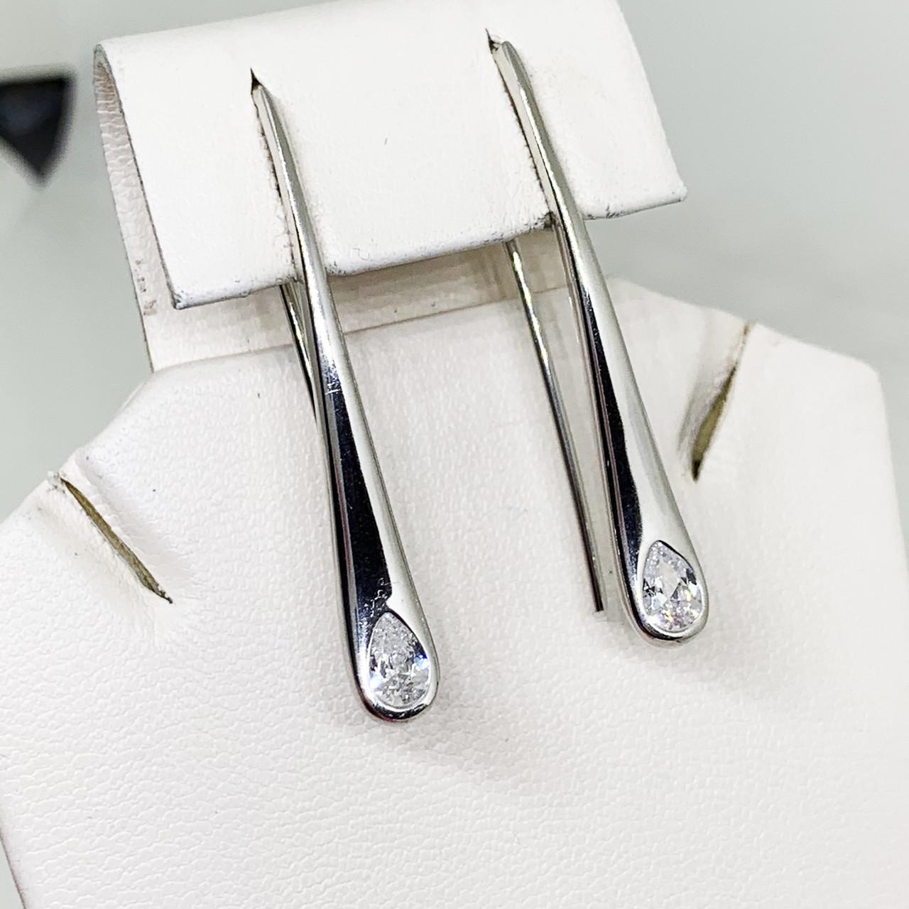 Серьги серебряные Тайл с фианитом 2,93 г (1624944728)