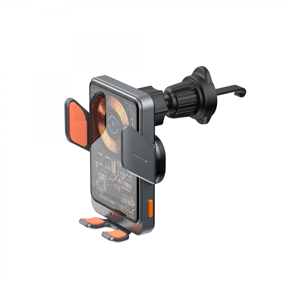 Автодержатель с беспроводной зарядкой Havit W3033 15W Black/Silver