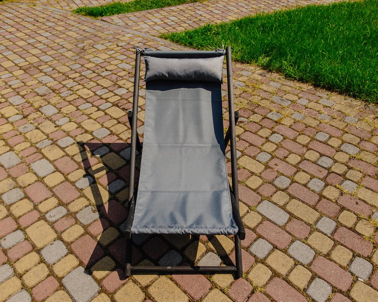 Шезлонг тканевый XRmaster с подушкой Серый с черным (0001717) - фото 3