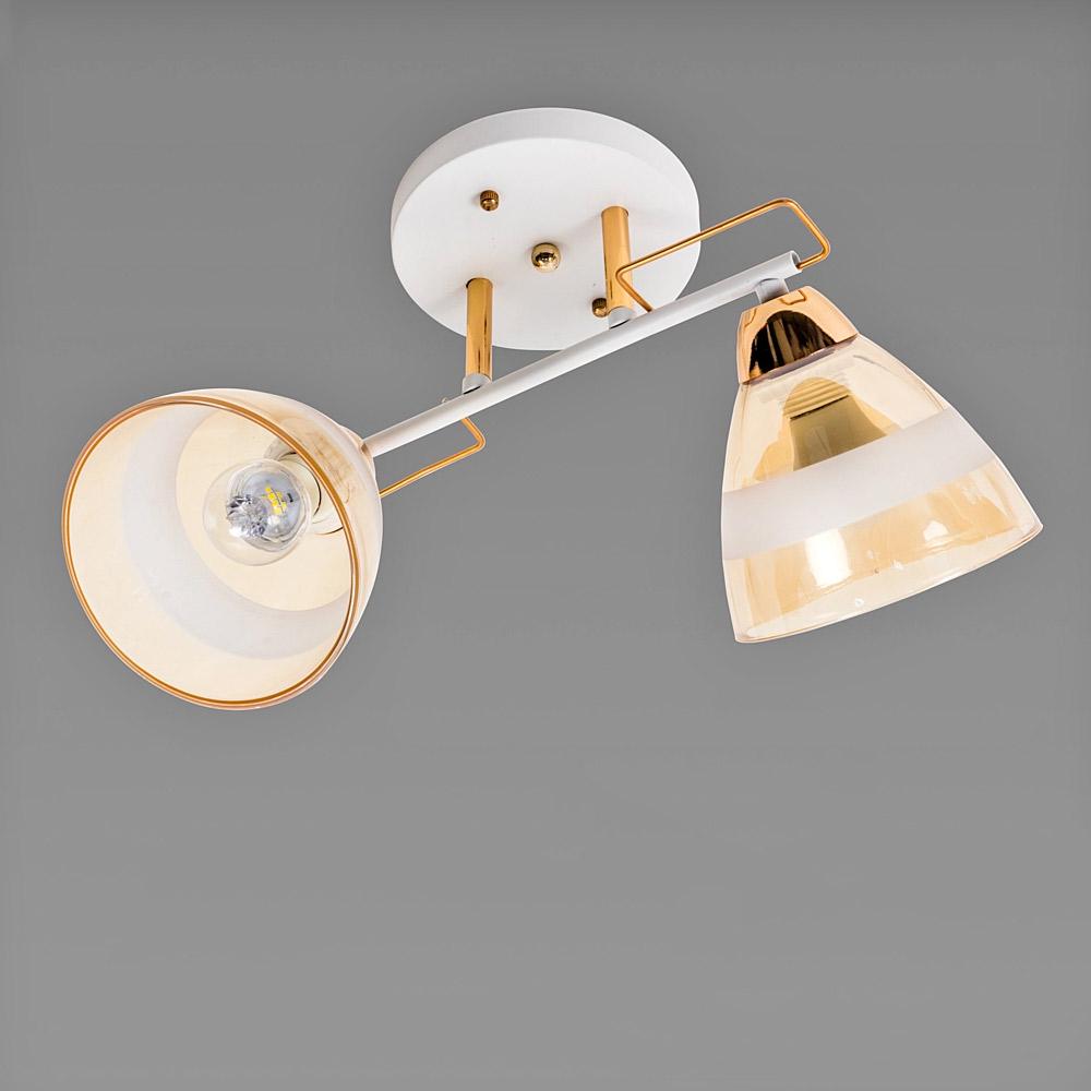 Люстра стельова Lighthouse SRS-19517/2 WT/FG Білий/Золотий/Бурштиновий