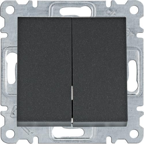 Выключатель двухклавишный Hager Lumina 10АХ/230V Черный (28689803)