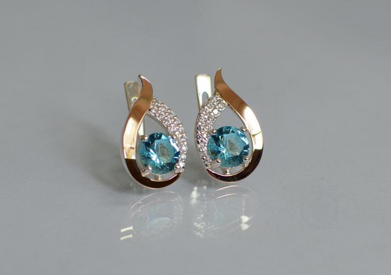 Серебряные серьги Sil с золотыми накладками 144s-6 Лаванда (Sil-1161)