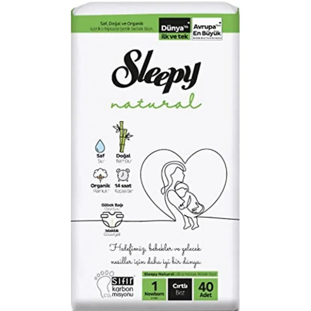 Підгузки дитячі Sleepy Natural Diaper Newborns 1 40 шт. 2-5 кг