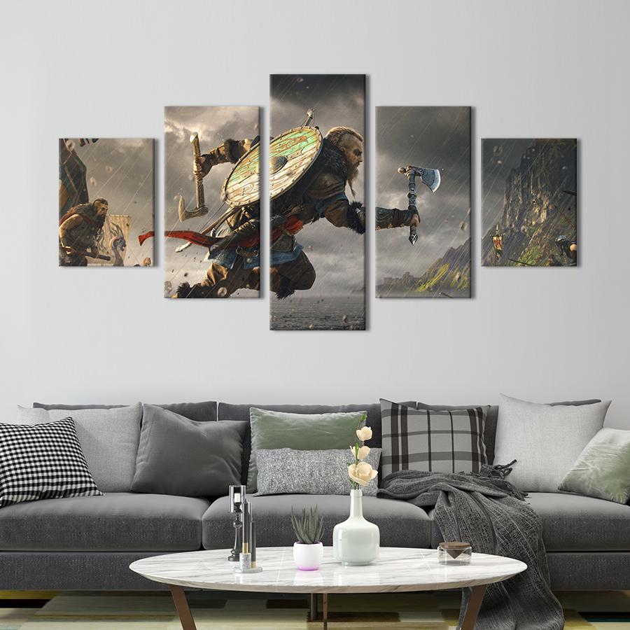 Картина на холсте Викинг Эйвор, персонаж игры Assassin’s Creed: Valhalla 112x54 см (1458-52)