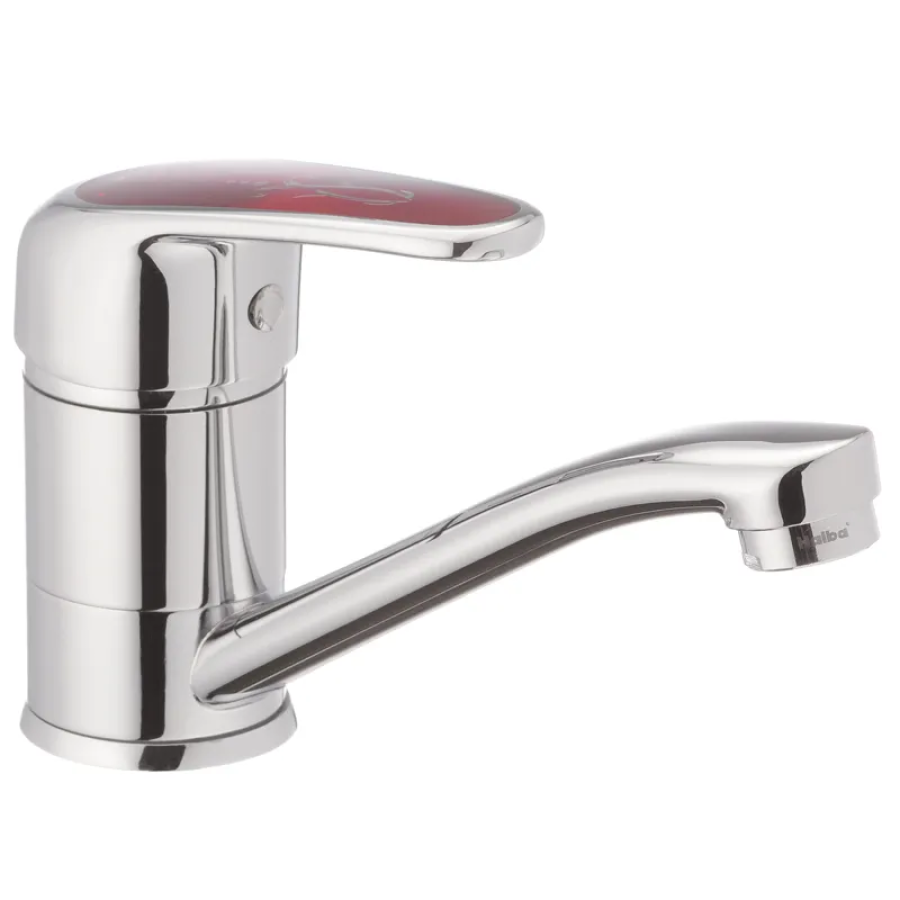 Смеситель для умывальника Haiba Magic 555 с красной ручкой (HB0673)