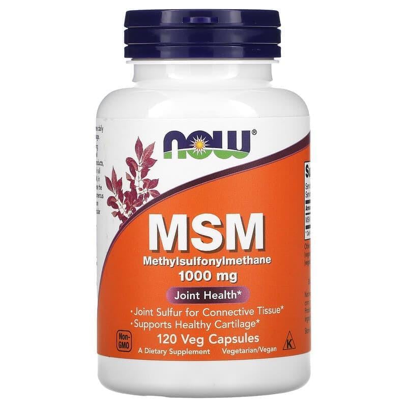 МСМ Now Foods MSM сера для здоровья суставов 120 растительных капс. 1000 мг (2091190443)
