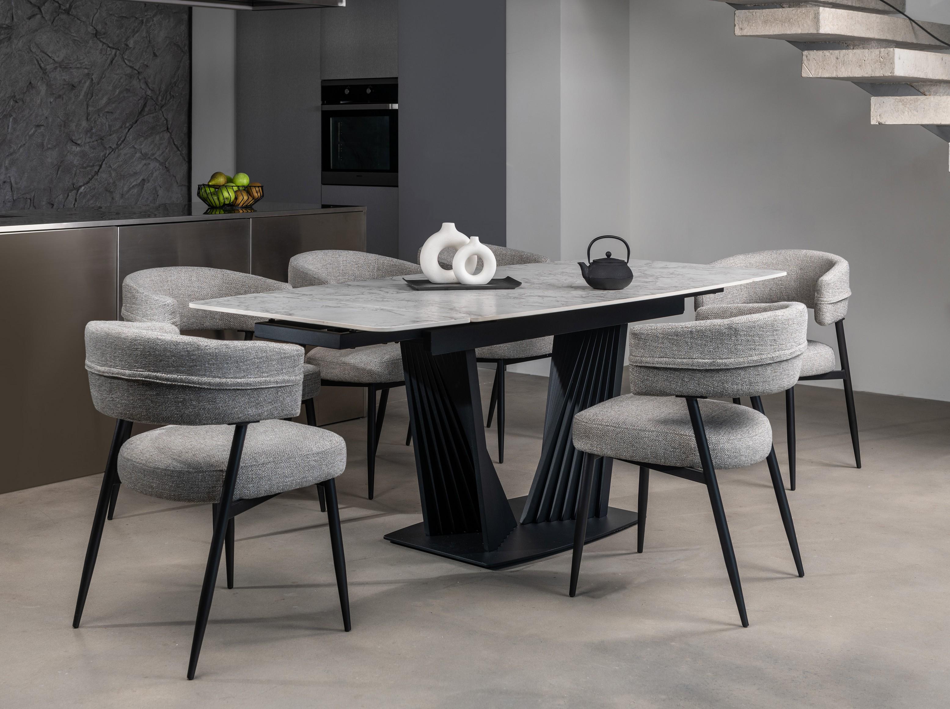 Стіл обідній розсувний Vetro Mebel Феліче 1400- 2000x900x760 мм Клауді грей/Чорний (TМL-1000-1) - фото 7 Стіл обідній розсувний Vetro Mebel Феліче 1400- 2000x900x760 мм Клауді грей/Чорний (TМL-1000-1) - фото 7