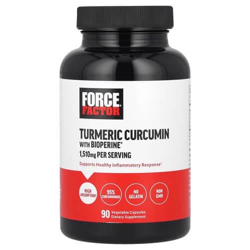 Куркума и куркумин Force Factor Turmeric Curcumin with BioPerine 90 растительных капс. (FOA-66158)