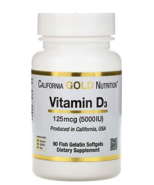 Вітамін D3 California Gold Nutrition 5000 МО 90 капсул (898220010653)