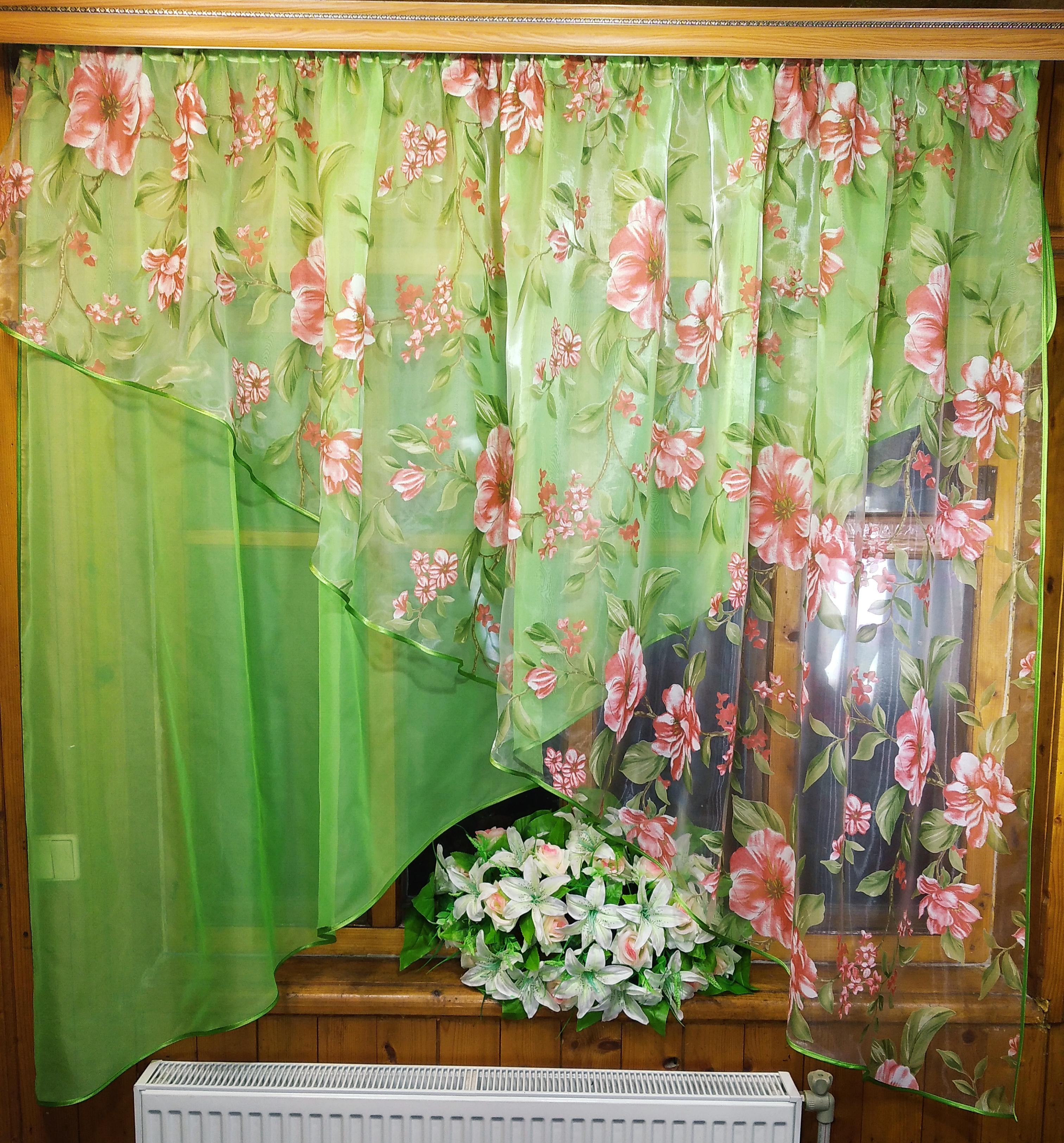 Тюль Стелла Салатовый/Яблочный/Коралловый