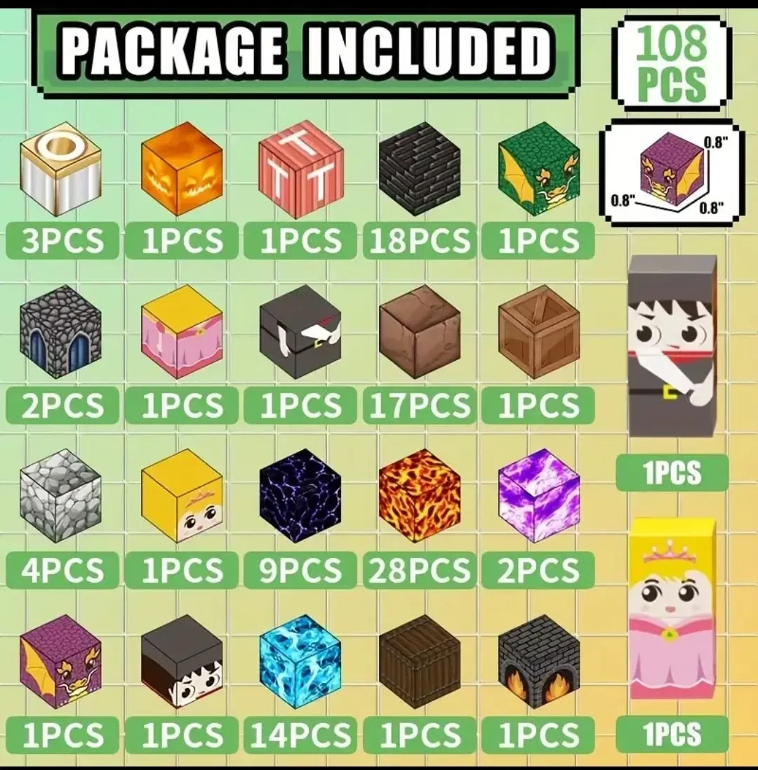 Конструктор магнитный Майнкрафт Портал в подземелье 108 кубиков - фото 2