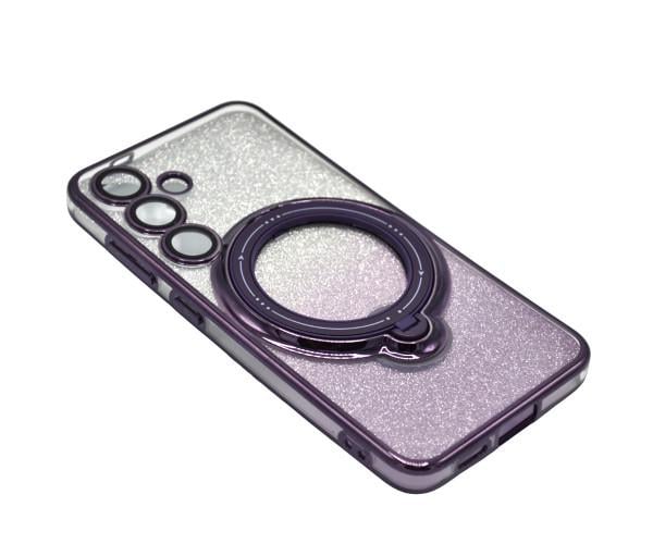 Силиконовый чехол накладка Glitter Case для Samsung Galaxy S24 с металлическим кольцом держателем и защитой для камеры Фиолетовый Силиконовый чехол накладка Glitter Case для Samsung Galaxy S24 с металлическим кольцом держателем и защитой для камеры Фиолетовый