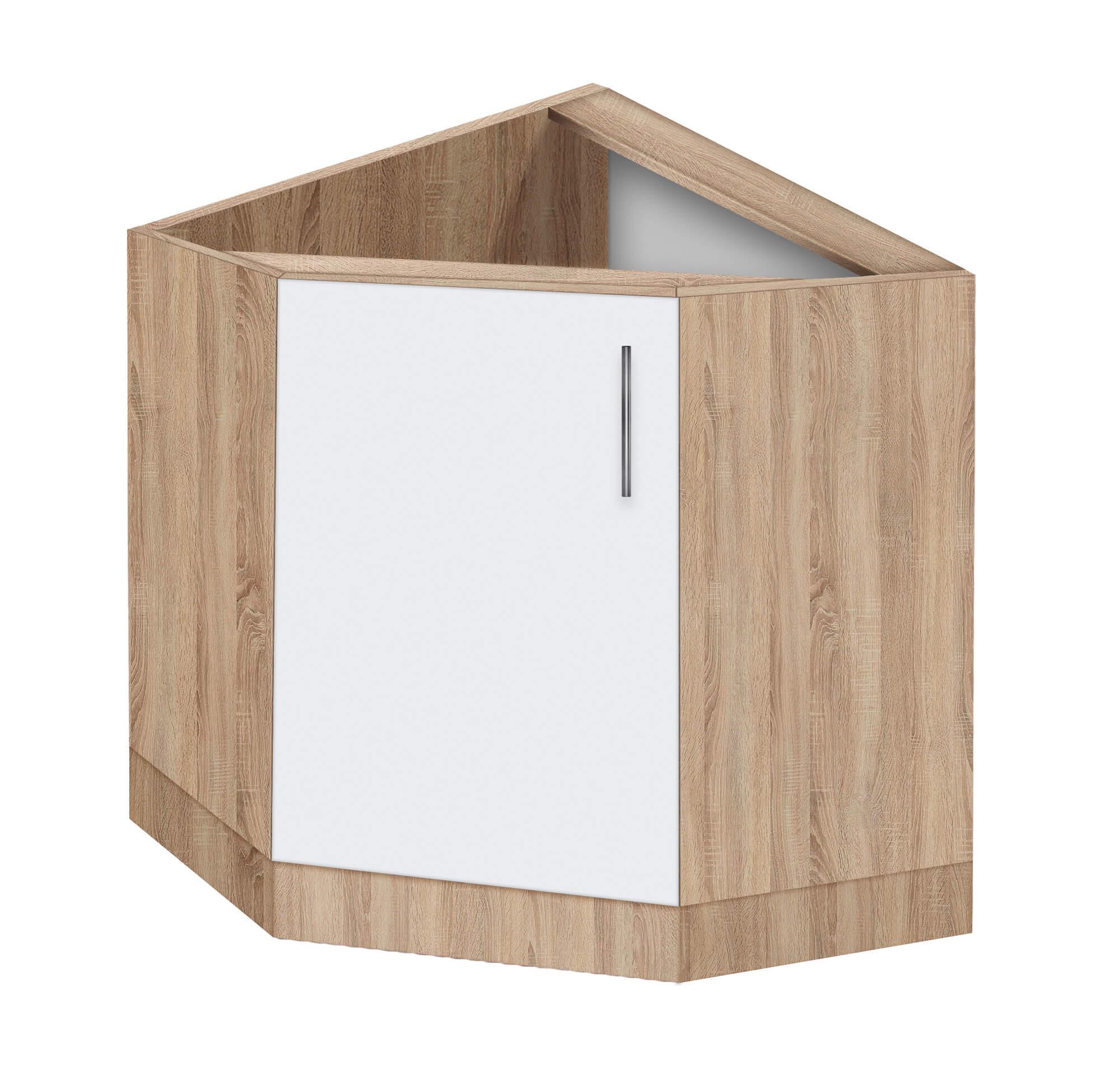 Тумба кутова кухонна МАКСІ-МЕблі №1 без стільниці Дуб сонома/Білий гладкий (72134)