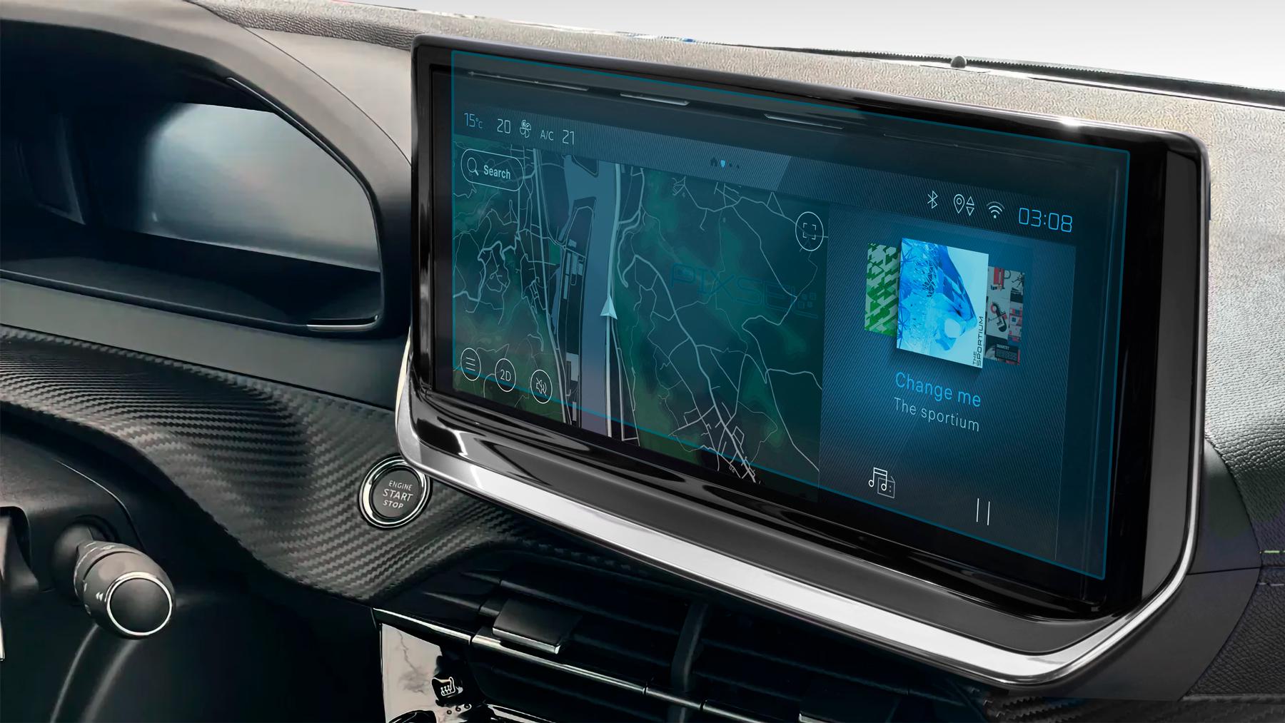 Стекло защитное Pixsel гибридный глянец на монитор Peugeot 2008 11“ 2024