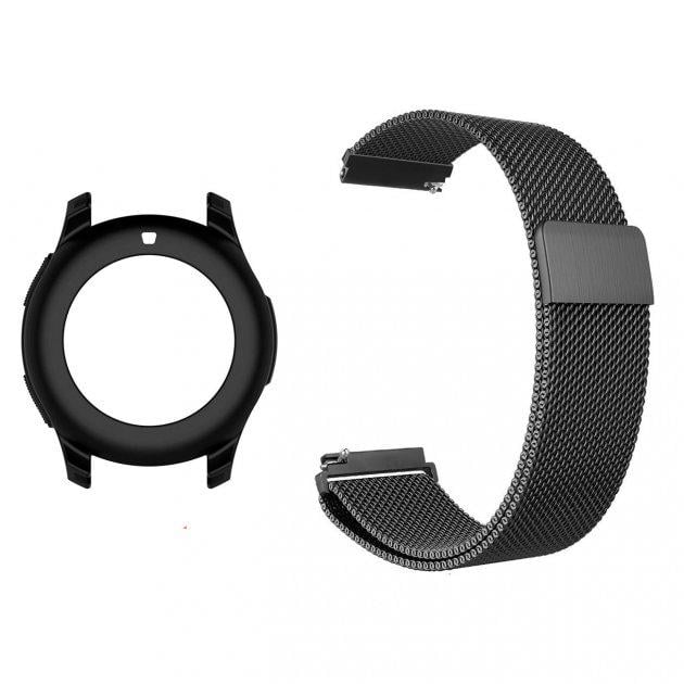 Комплект Watchbands металевий ремінець Milanese та чохол для Samsung S3 Frontier/Samsung Galaxy 46 мм Black (WBKW-46-4)