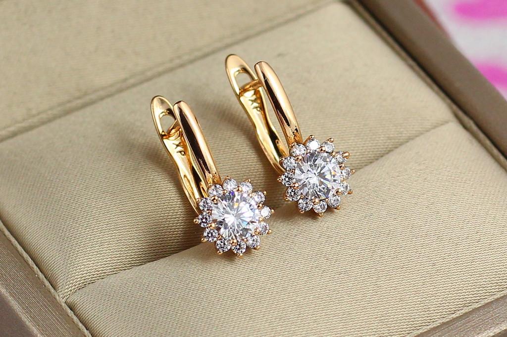 Серьги Xuping Jewelry Хризантема 1,8 см Золотистый