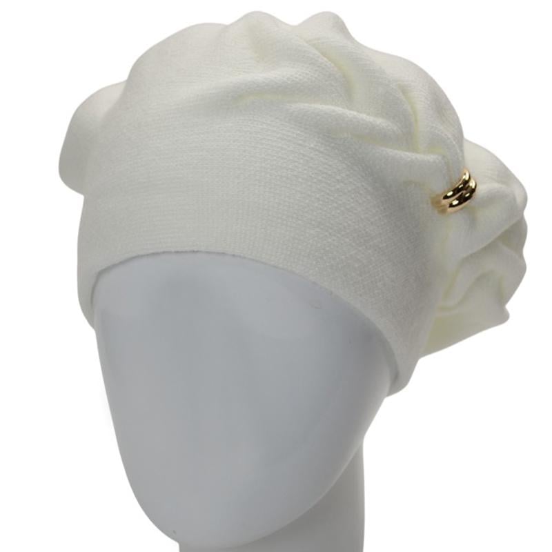 Берет женский Lirus Илона двойной на стойке с узором one size Белый (277453)