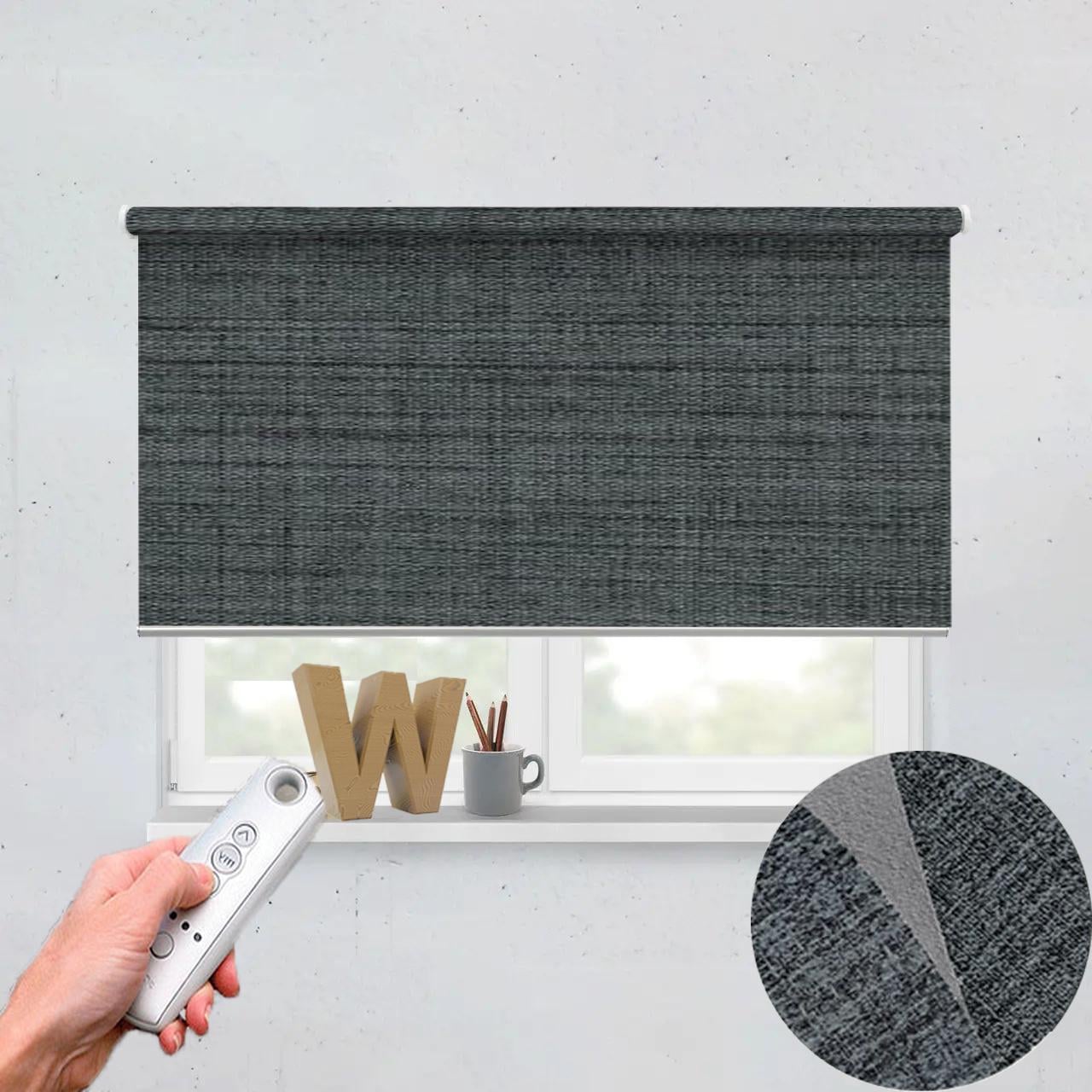 Рулонная штора автоматическая blackout Wenster Adeline BO 06 295х400 см с электродвигателем Графитовый (i144314940)