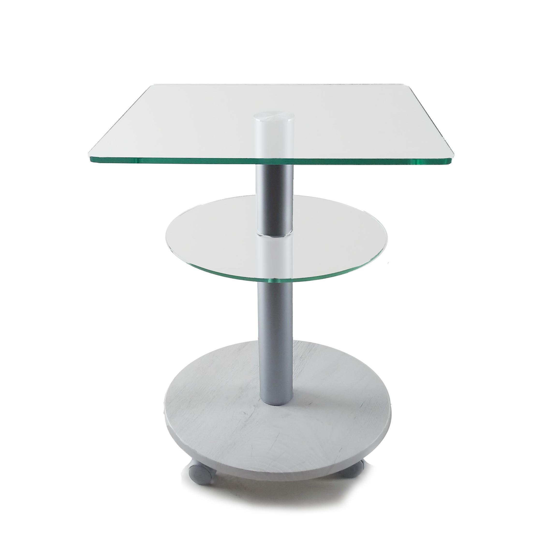 Стол журнальный стеклянный Commus Bravo Light Kv6 satin-sosnak-alm60 Белый/Хром (444820235) Стол журнальный стеклянный Commus Bravo Light Kv6 satin-sosnak-alm60 Белый/Хром (444820235)