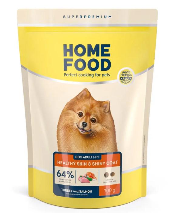 Корм сухий для дорослих собак малих порід Home Food Індичка й лосось здорова шкіра/блиск шерсті 700 г (00-00022965)