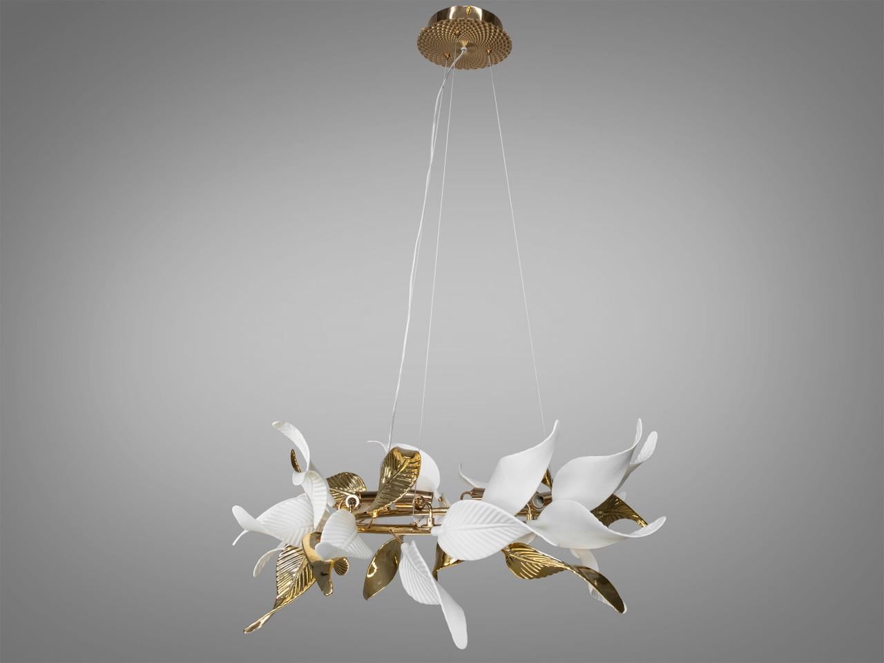 Люстра с керамическими элементами в гостиную Золотой (7208-8PGD-LS)