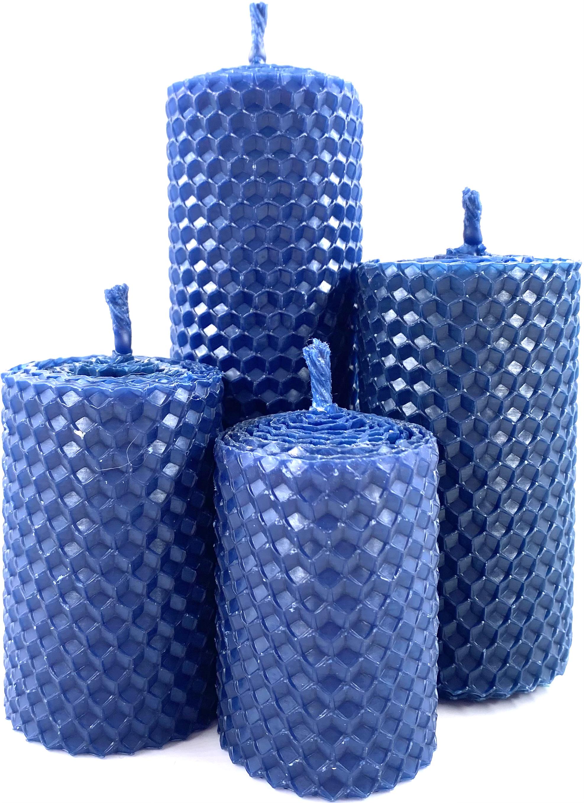 Набор 4-х декоративных свечей из натуральной вощины Темно-синий (1797)