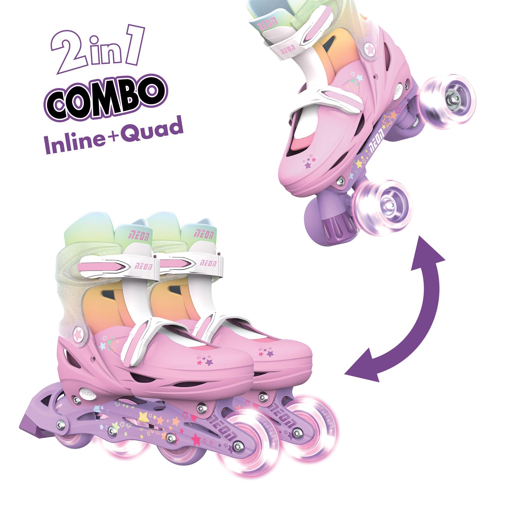 Роликовые коньки Neon Combo LED-подсветка размер 34-37 Радуга (NC49R4) - фото 2