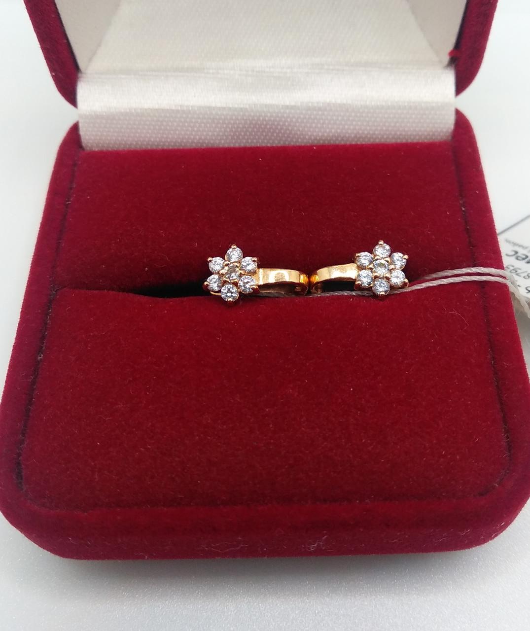 Сережки золото дитячі білі фіаніти 585° 1,32 г (353-3460)