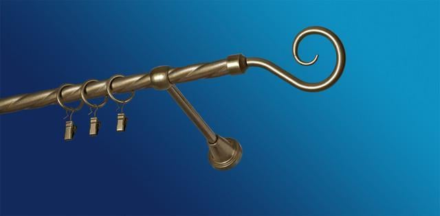 Карниз для штори Plastidea Гак металевий кручений одинарний з прищіпками D 16 мм 300 см Антик - фото 1