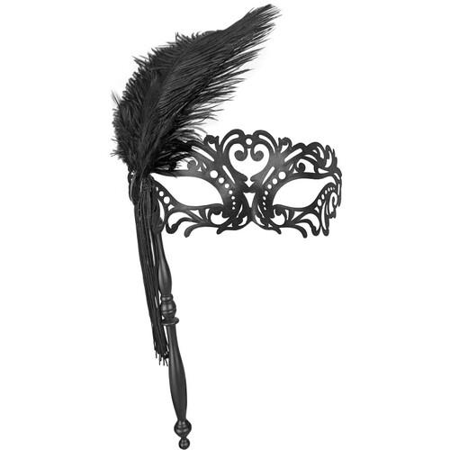 Маска Ажурная с пером Seta Decor 19-840BLK