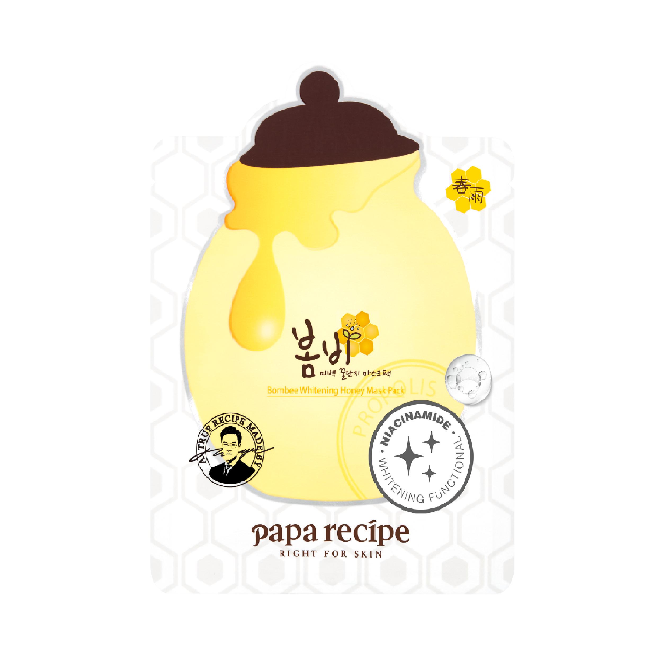 Маска осветительная тканевая с алмазной пудрой и экстрактом меда Papa Recipe Bombee Whitening Honey Mask 25 г