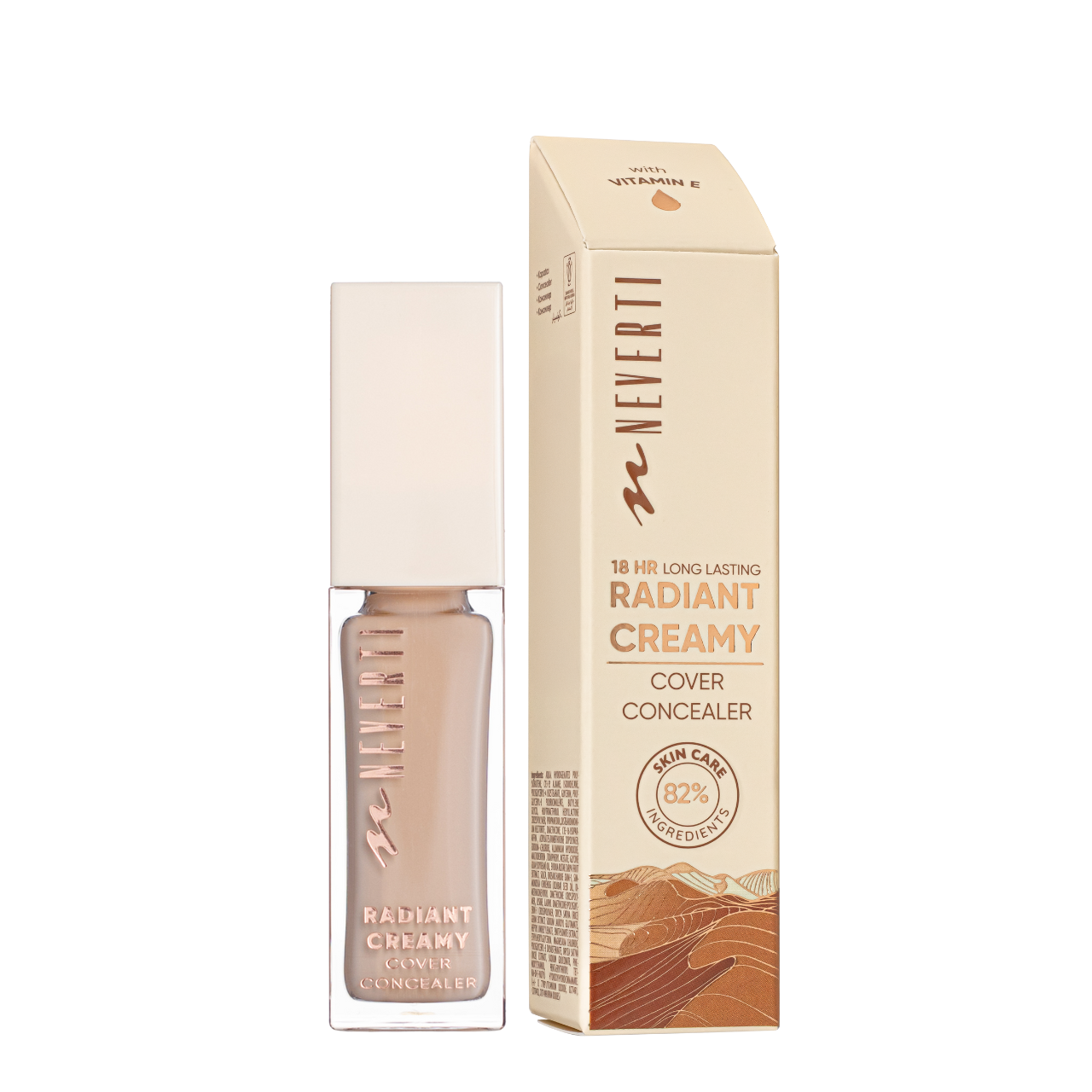 Консилер для обличчя стійкий Neverti Radiant Creamy Cover Conealer NP303 з вітаміном Е 10 мл 005 Natural Beige Натуальний (13355353)