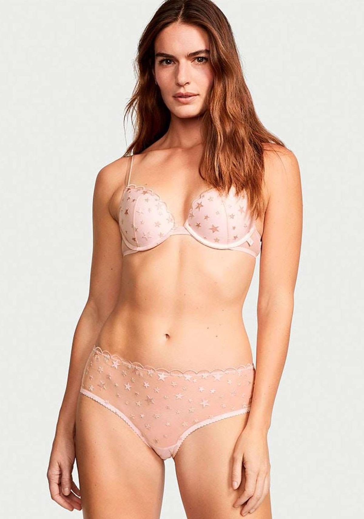 Трусики чики Victoria's Secret Pink Lace Cheeky Panty S Розовый (26567410)
