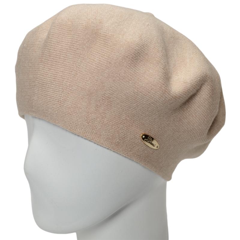 Берет женский двойной Novita Софи из вискозы теплый мягкий L р. 57-58 Темный лен