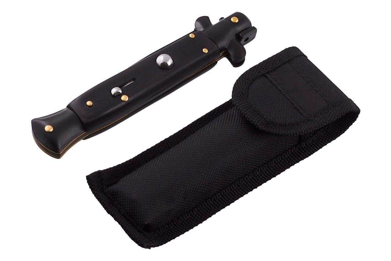 Ніж викидний на кнопці стилет італійський дизайн Чорний (24067486) - фото 2