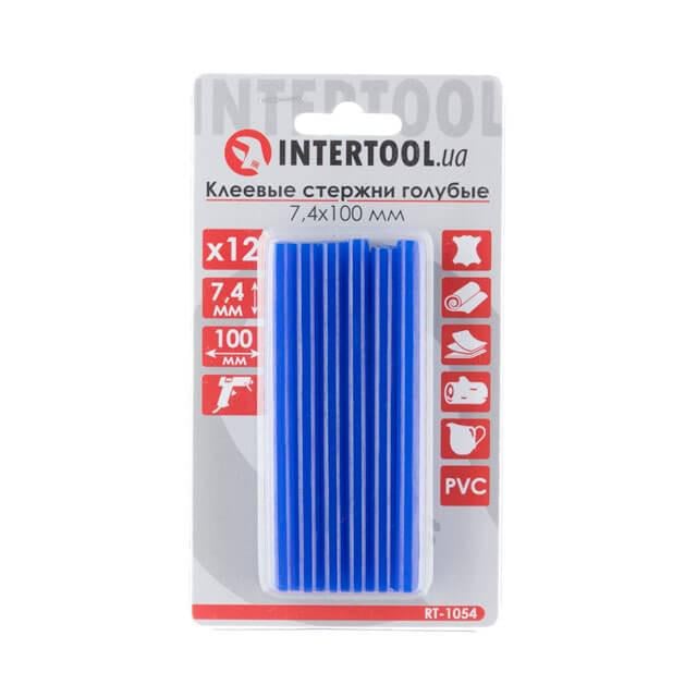 Комплект клеевых стержней Intertool RT-1054 7,4х100 мм 12 шт. Голубой (10067460)