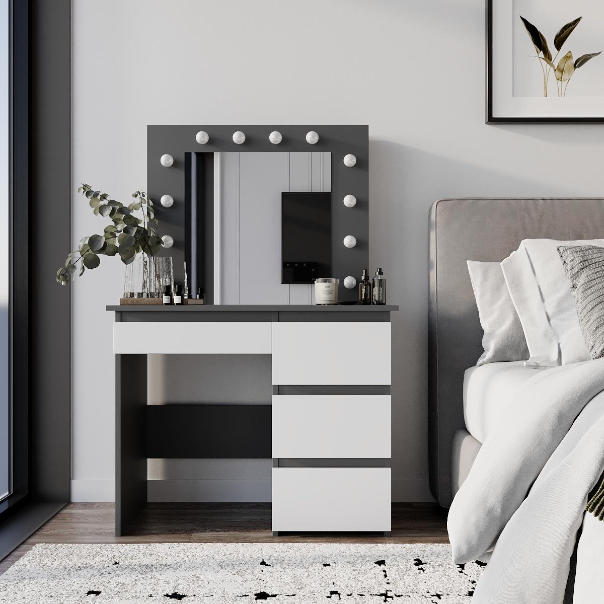 Туалетний столик Beauty 940х430х1400 мм Графіт/Білий діамант (GATB31070100000) - фото 5 Туалетний столик Beauty 940х430х1400 мм Графіт/Білий діамант (GATB31070100000) - фото 5