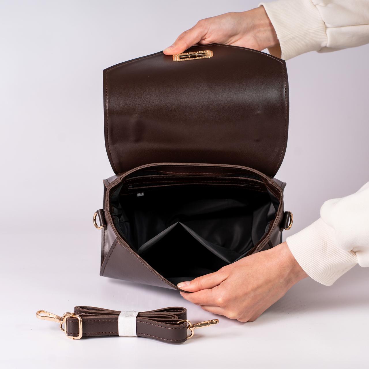 Сумка женская с клапаном леопард XENIA № 38-24 из эко-кожи Коричневый - фото 3 Сумка женская с клапаном леопард XENIA № 38-24 из эко-кожи Коричневый - фото 3