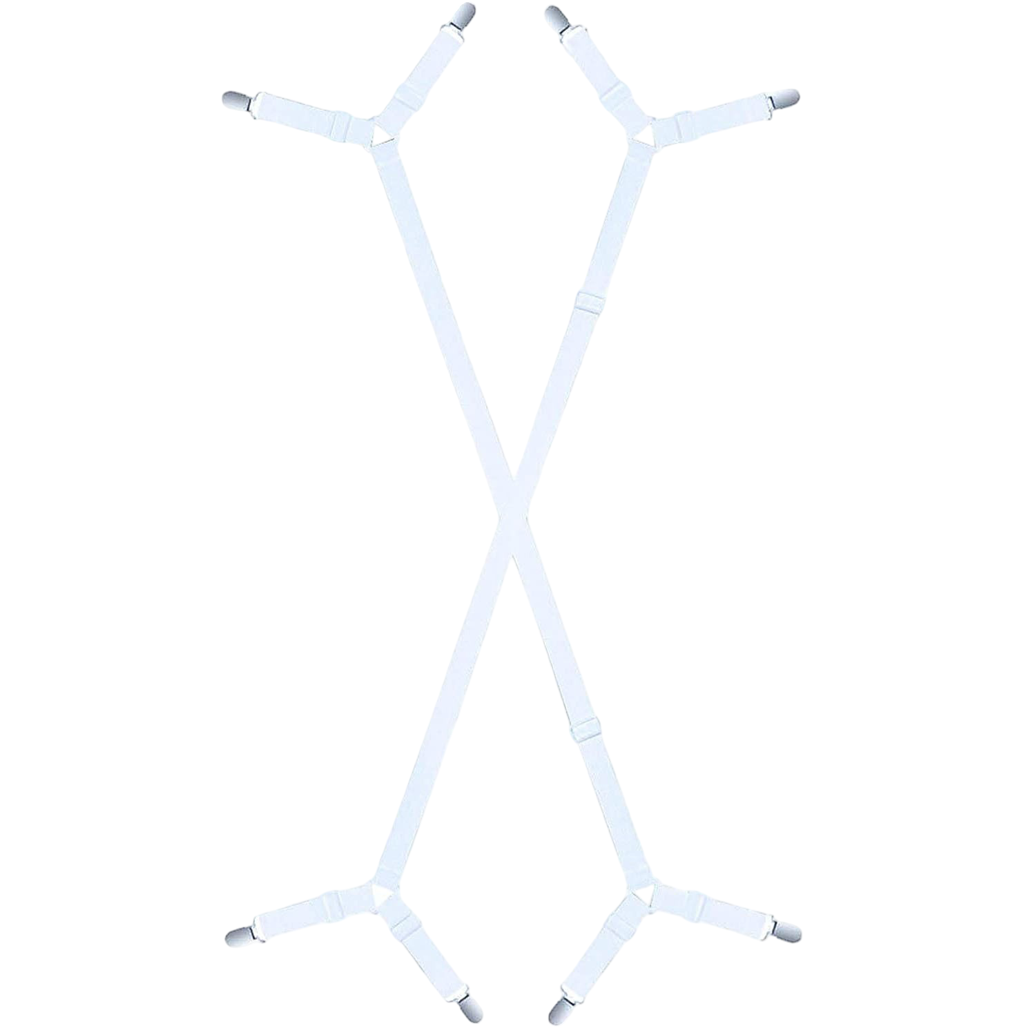 Ремни-подтяжки треугольные регулируемые для простыни клипсы зажимы для наматрасника в наборе 2 шт. Белый (R9651)