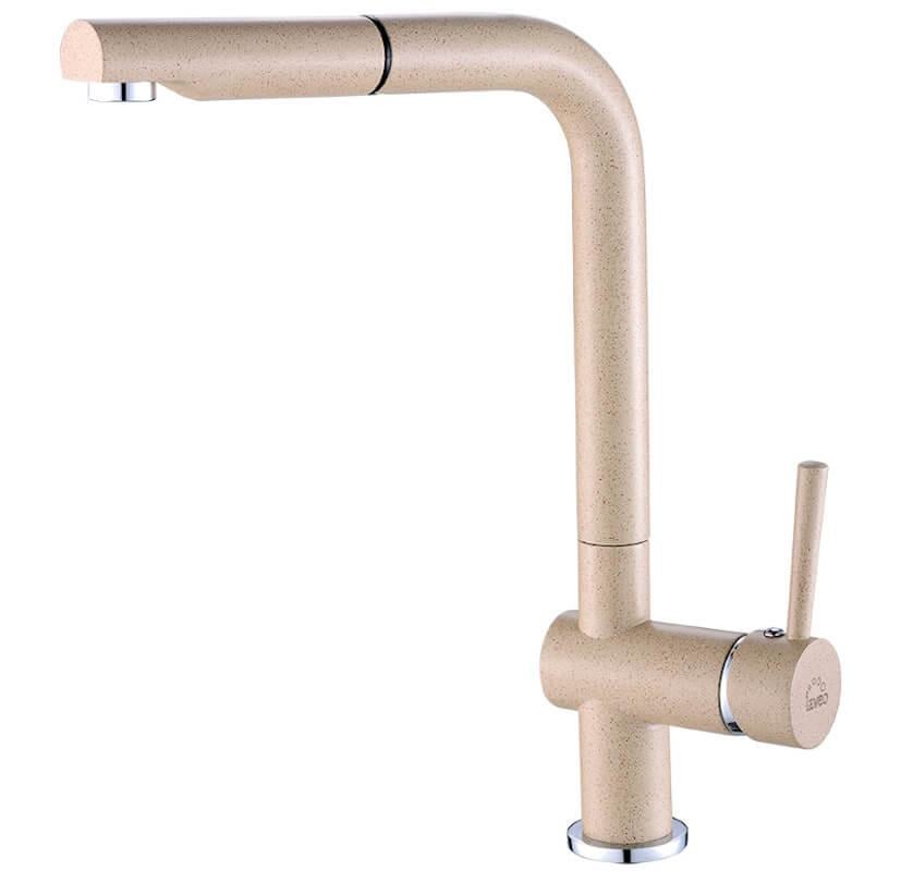 Смеситель Laveo LUNA для кухонной мойки с вытяжным изливом L Бежевый/Гранитовый (BLZ_469D) Смеситель Laveo LUNA для кухонной мойки с вытяжным изливом L Бежевый/Гранитовый (BLZ_469D)