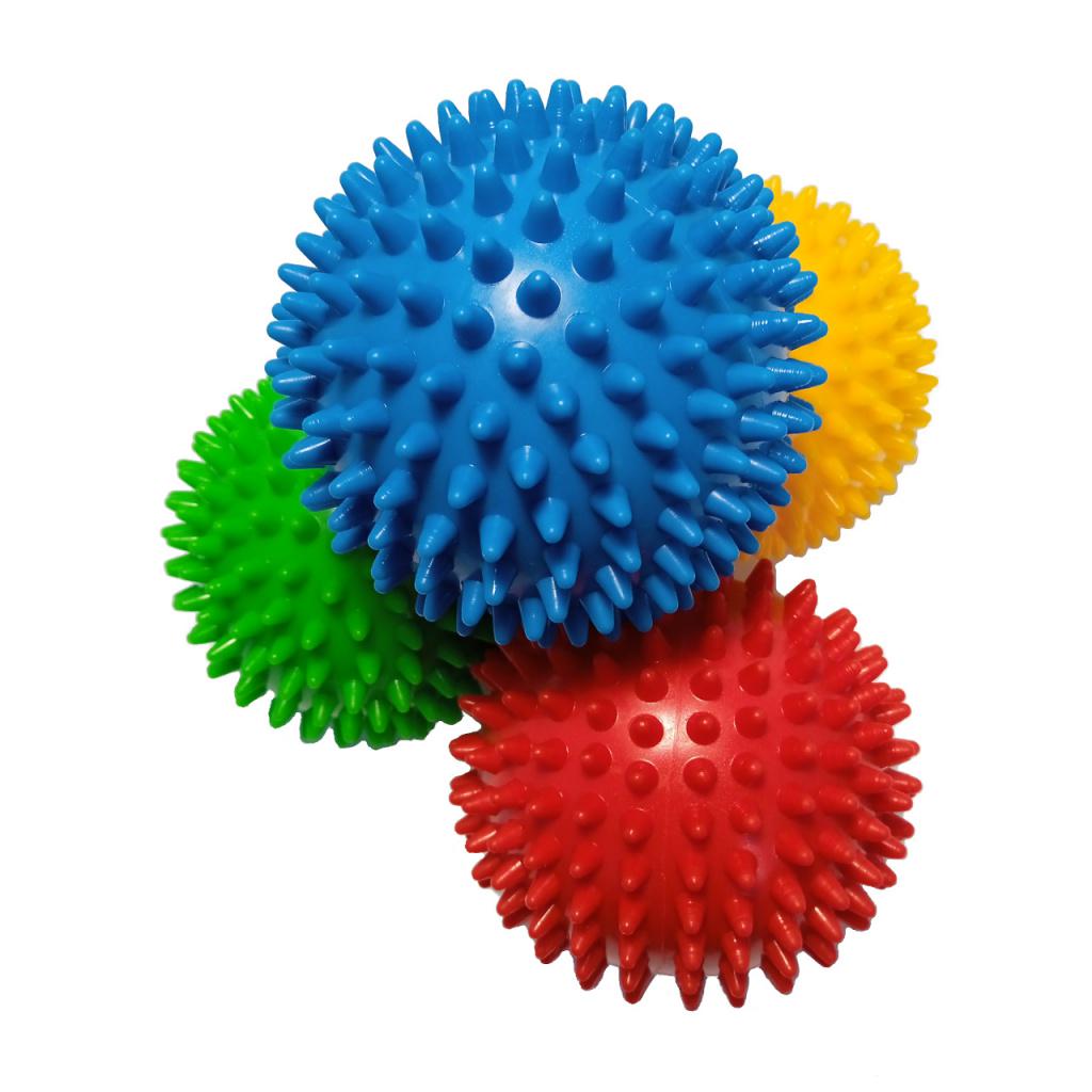 Массажный мяч для стоп и тела шипованный Spiky Ball 9 см голубой - фото 3