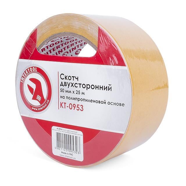 Скотч двосторонній Intertool KT-0953 на поліпропіленовій основі 50 мм 25 м (10443664) - фото 2