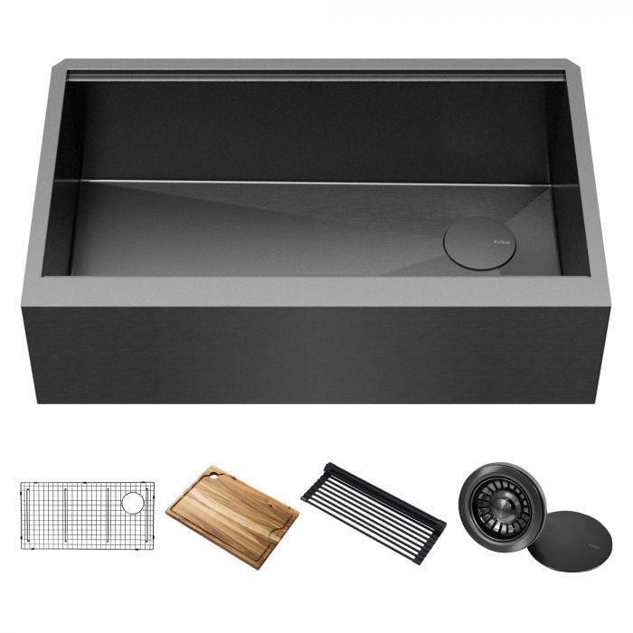 Кухонная мойка с аксессуарами KRAUS Kore KWF KWF410-33/PGM Черный графит (95172)