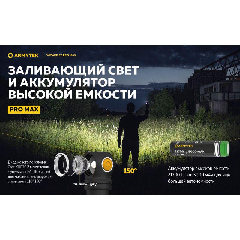 Ліхтар налобний Armytek Wizard Pro C2 Max XHP70.2 Magnet USB - фото 15